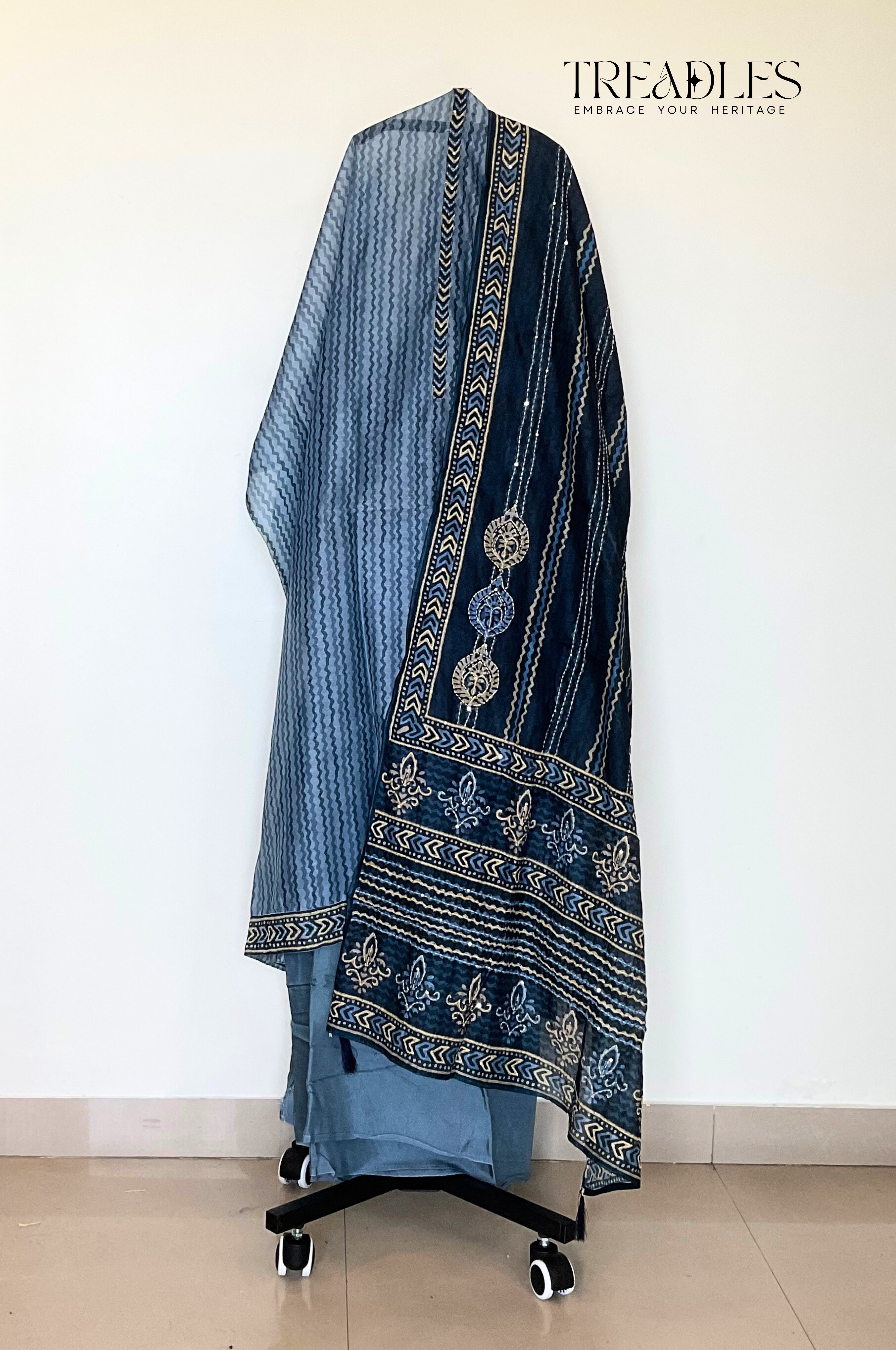 Blue Chanderi Suit Set