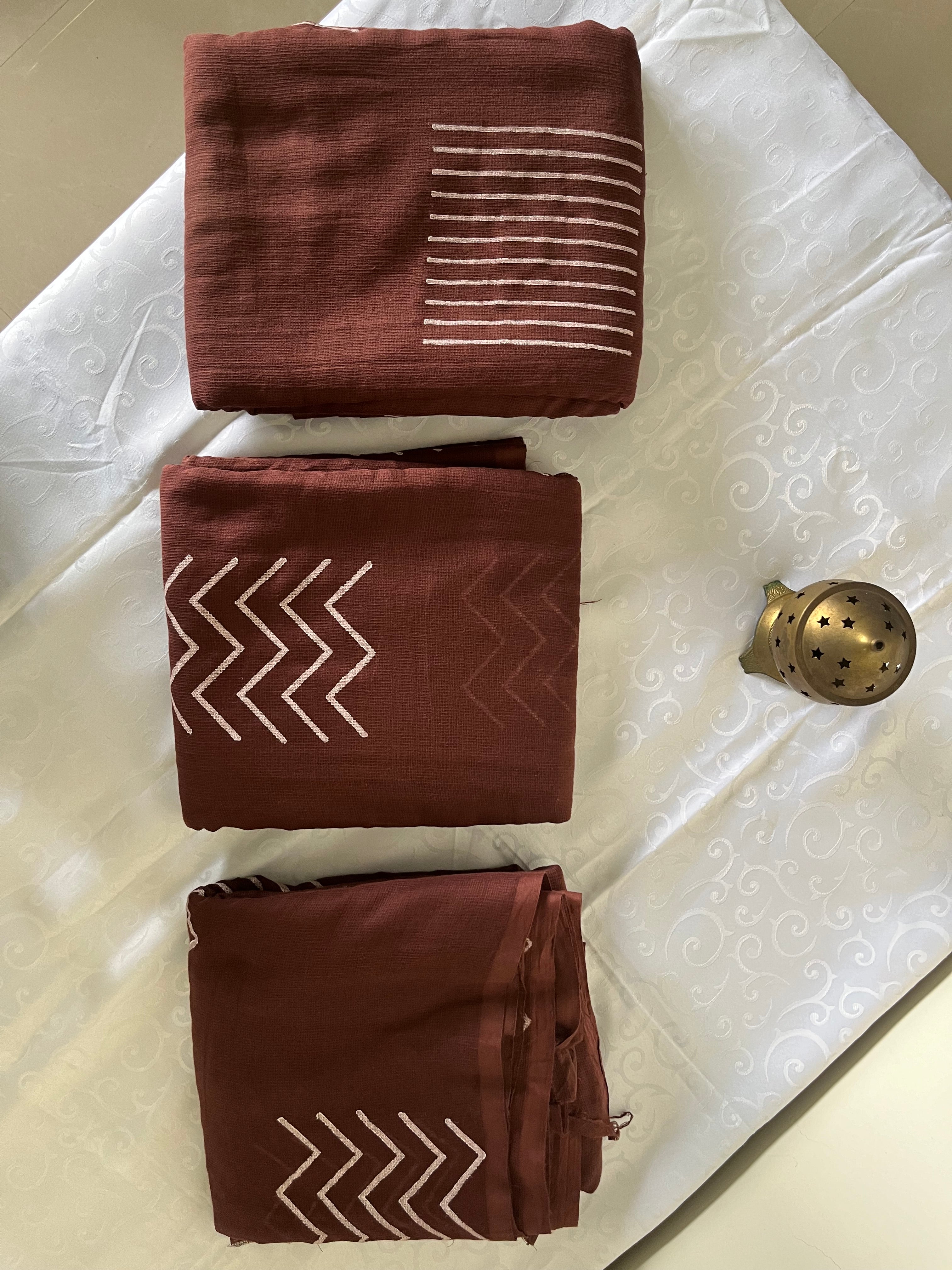 Chocolate Brown Mulmul Saree