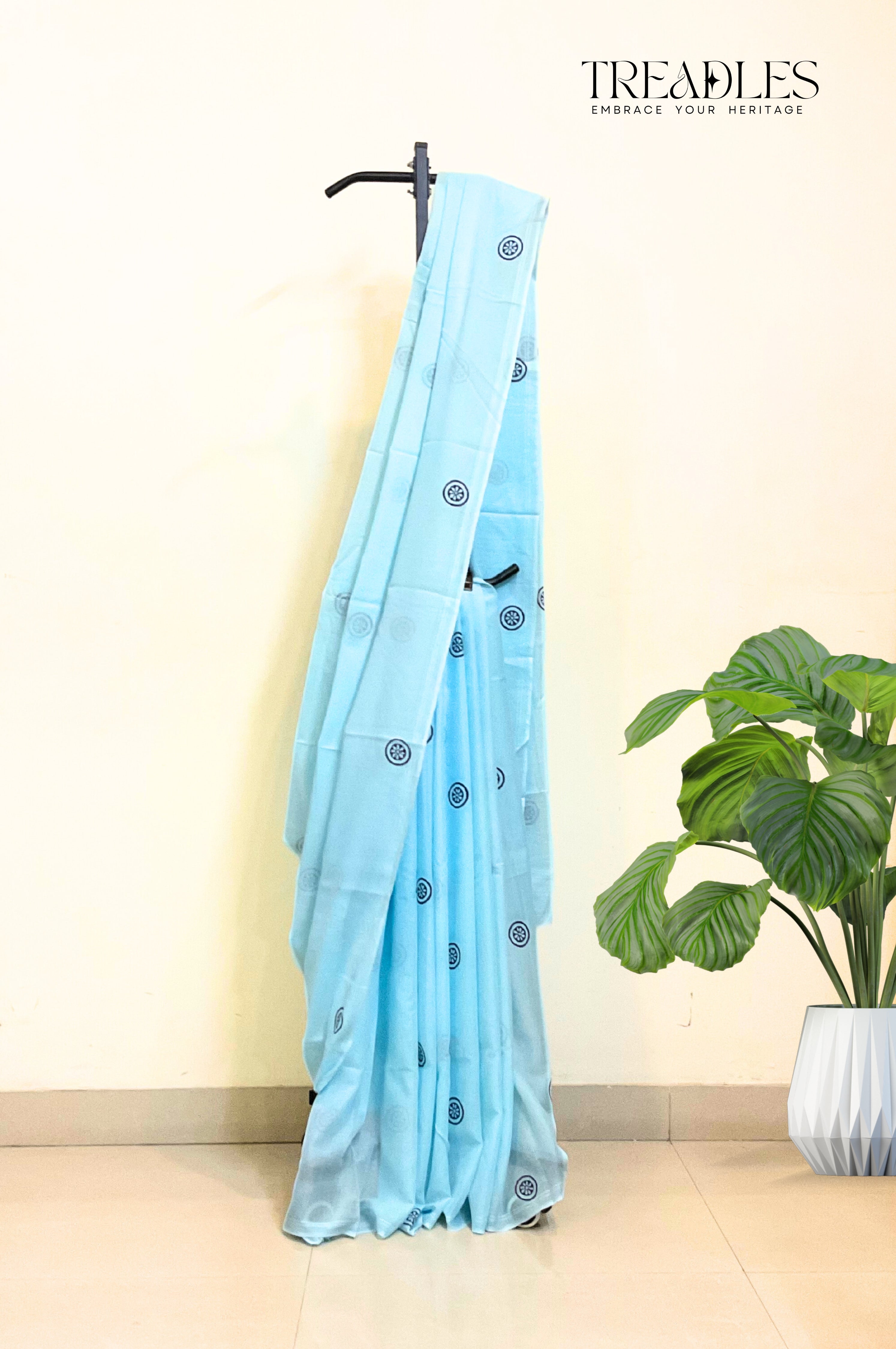 Carolina Blue Mulmul Saree