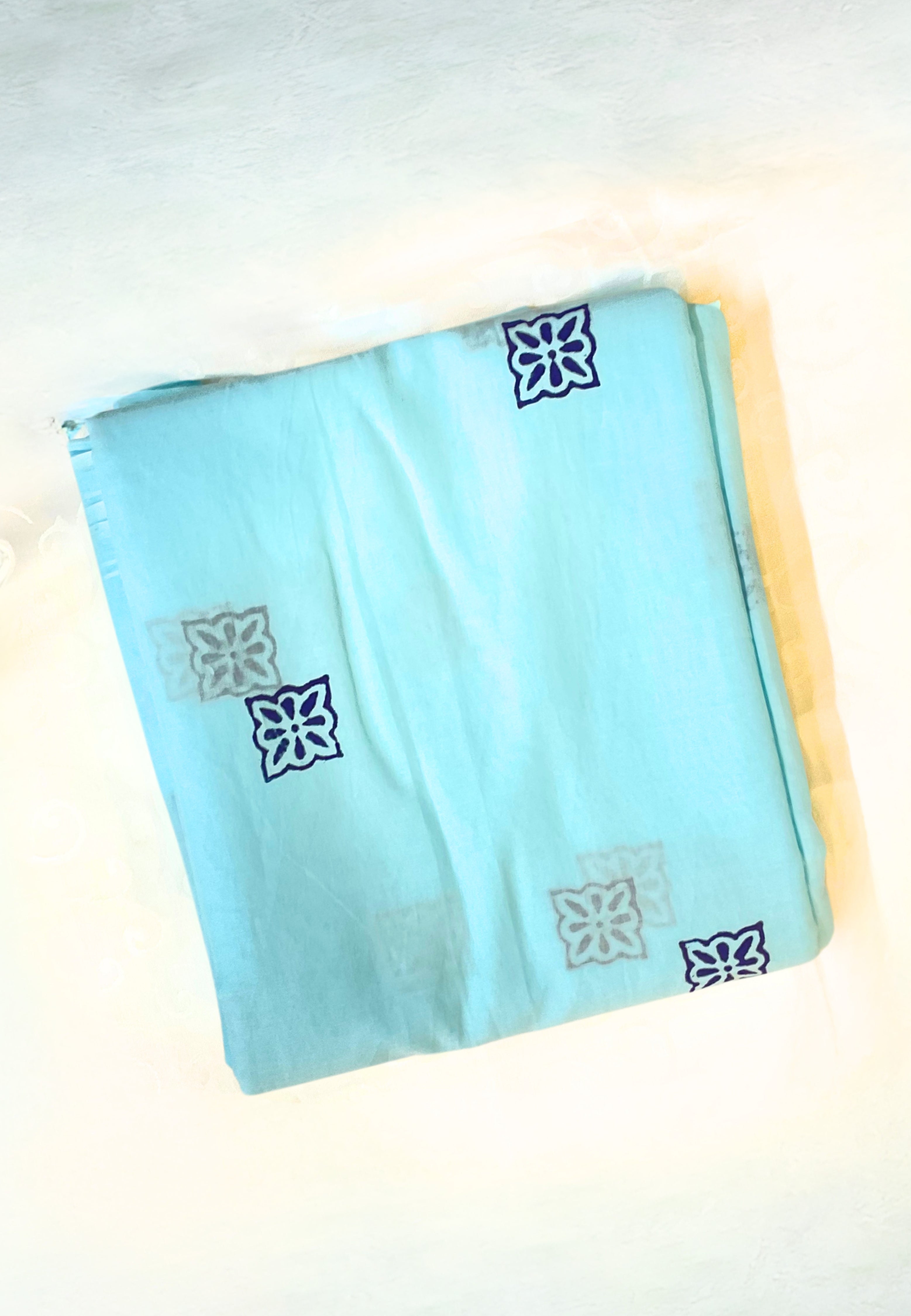 Carolina Blue Mulmul Saree
