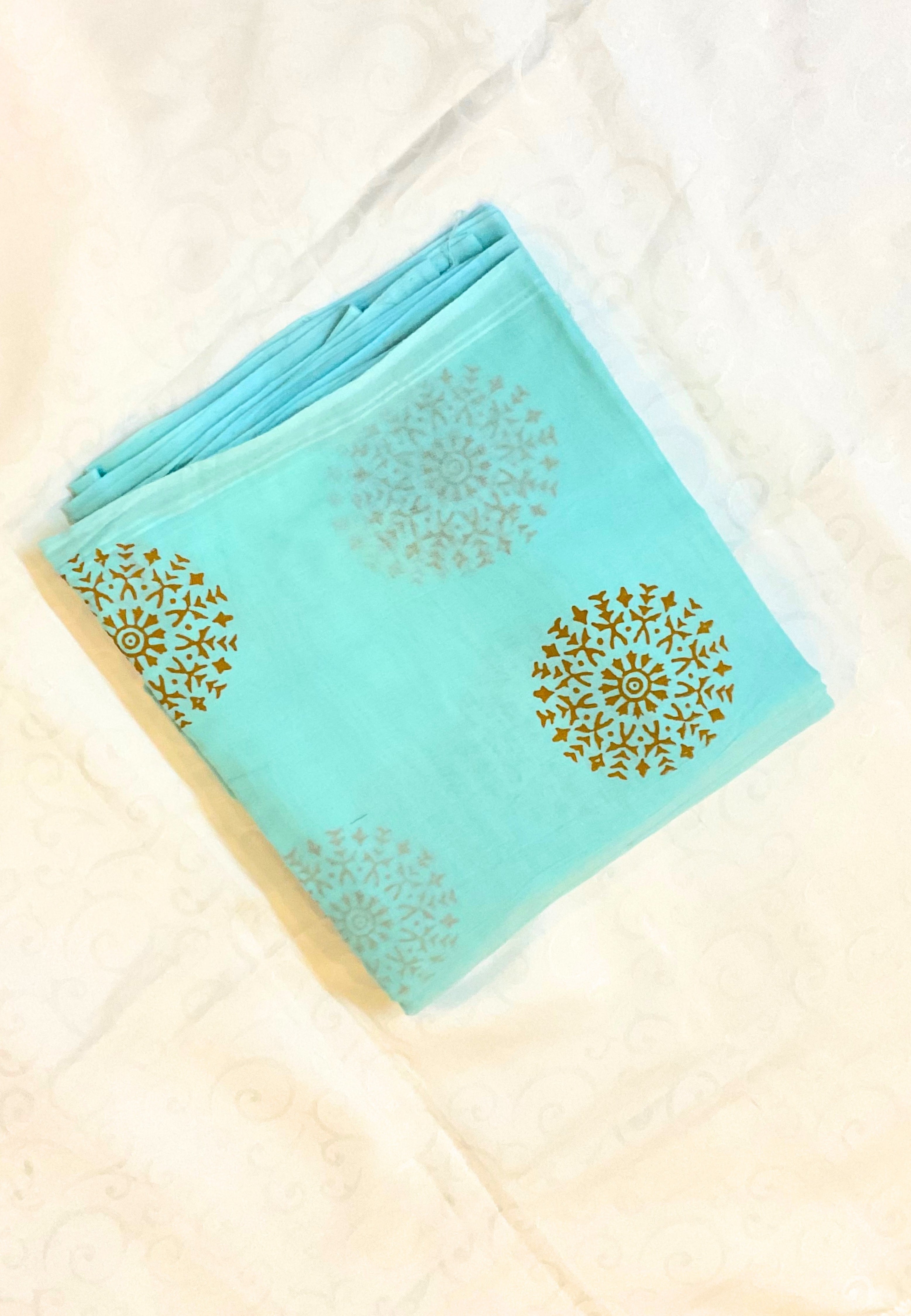 Cadet Blue Mulmul Saree