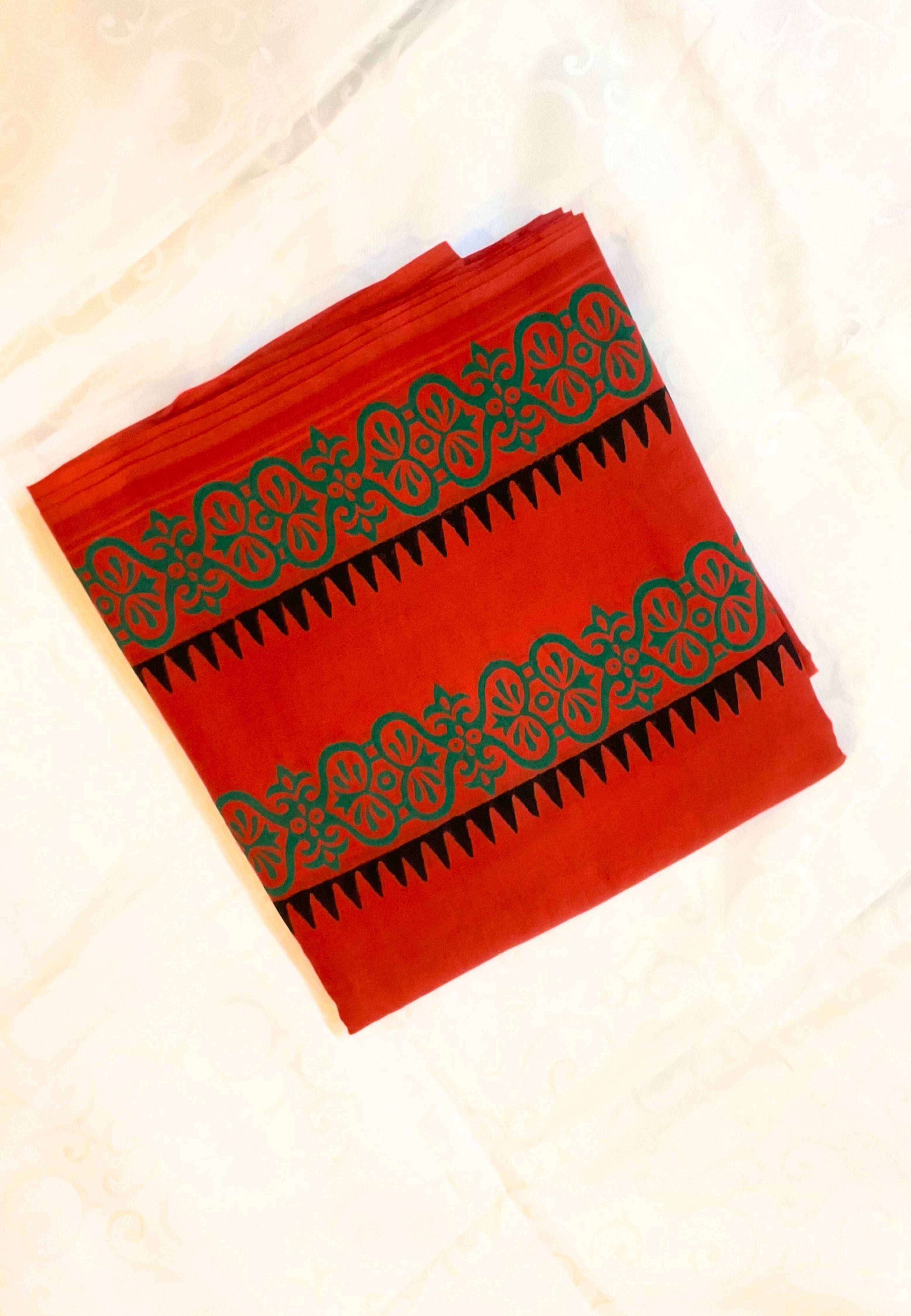 Fire Engine Red Mulmul Saree