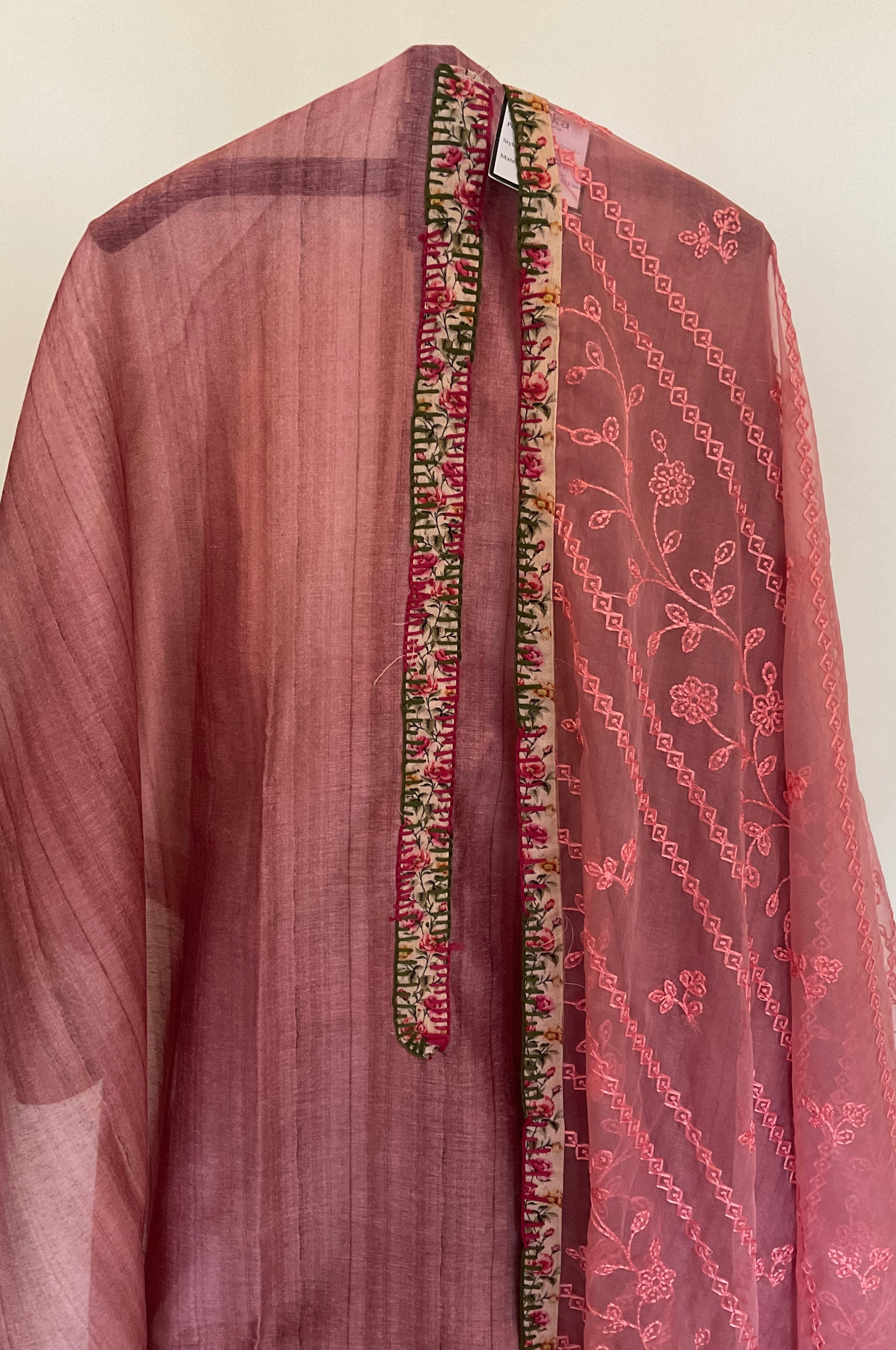 Onion Pink Chanderi Suit Set