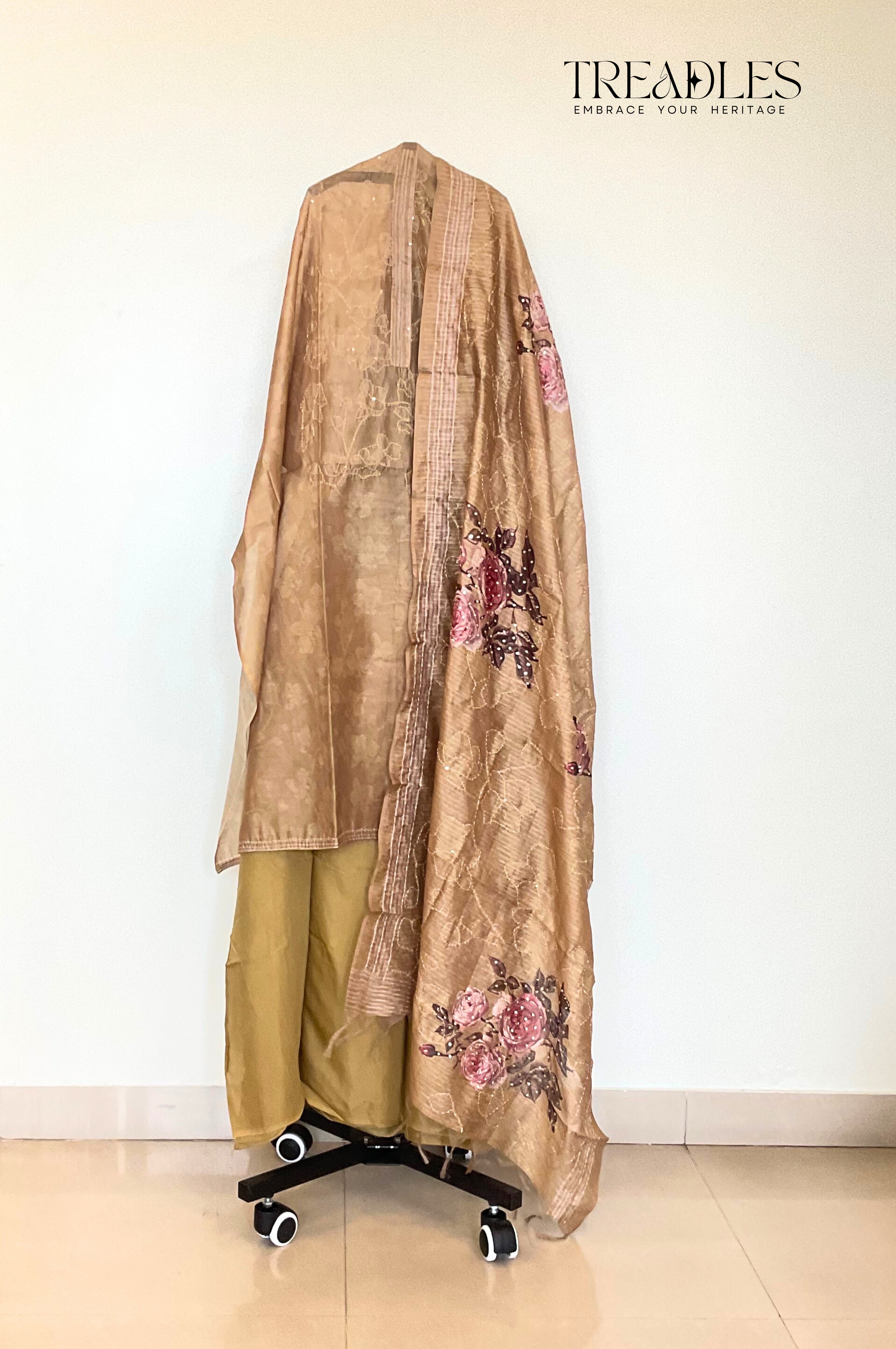 Antique Gold Chanderi Suit Set