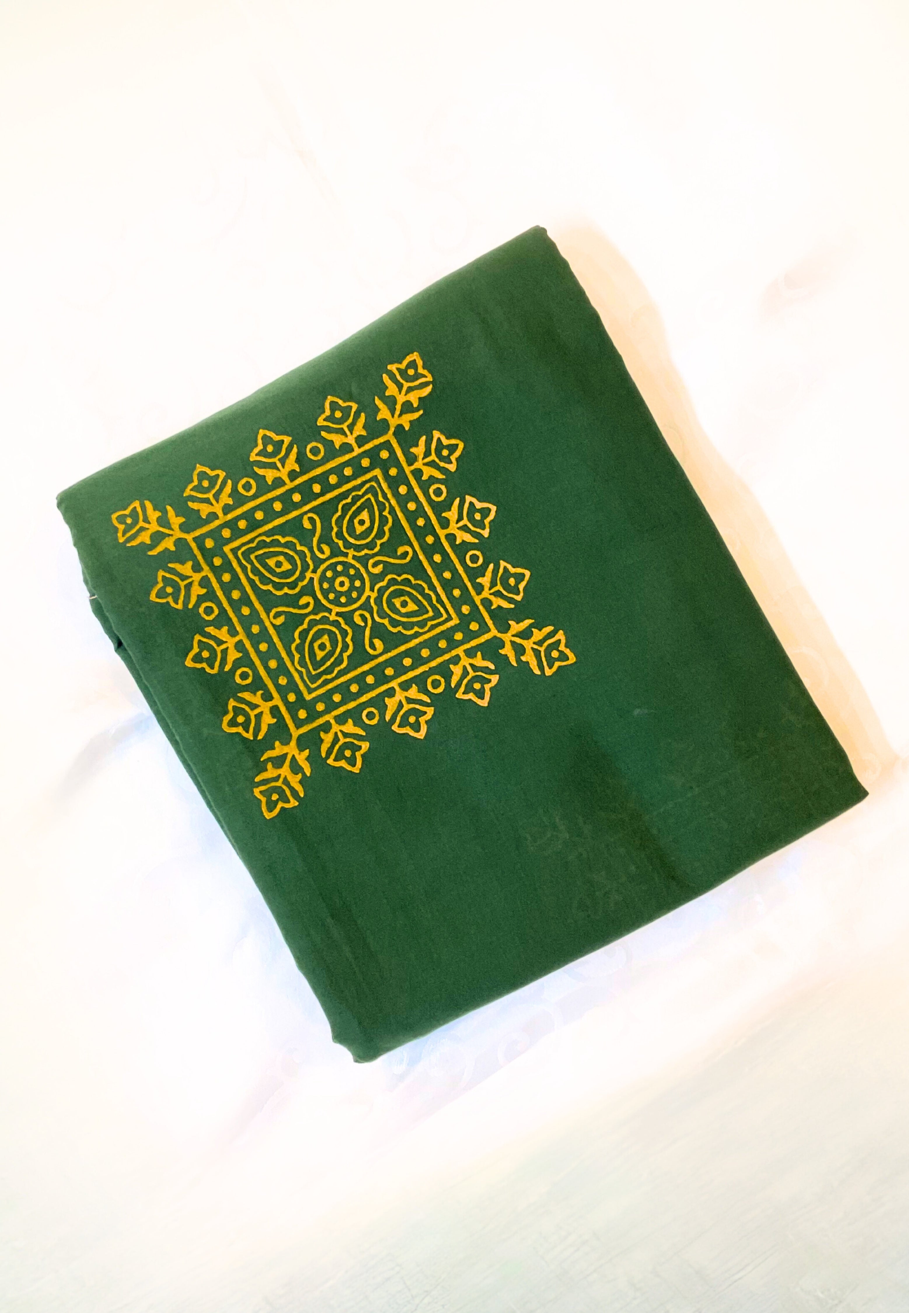 Forest Green Mulmul Saree