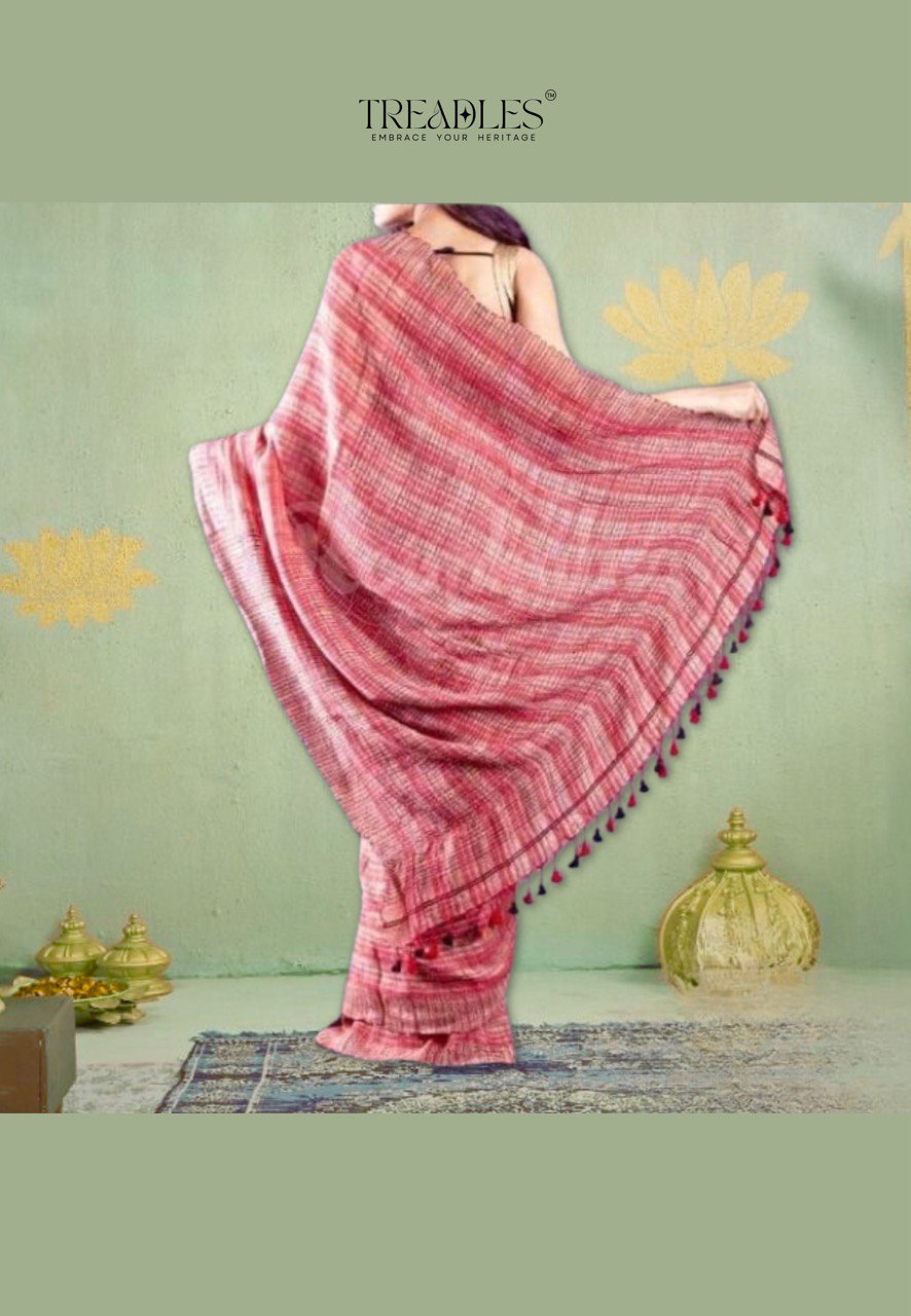 Resham Katiya with Gheecha with Beige and pink Saree